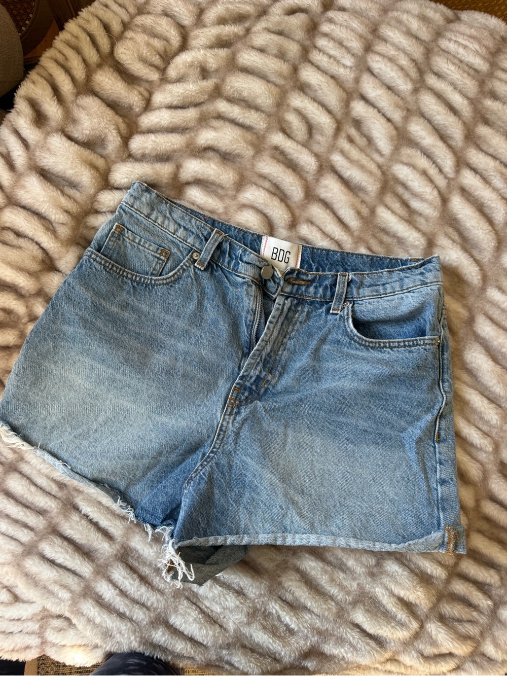 BDG Light Blue Denim High-Rise Cutoff Shorts